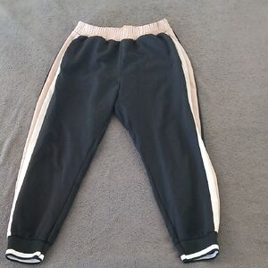 Zara Black Joggers with Tan & White Side Stripes